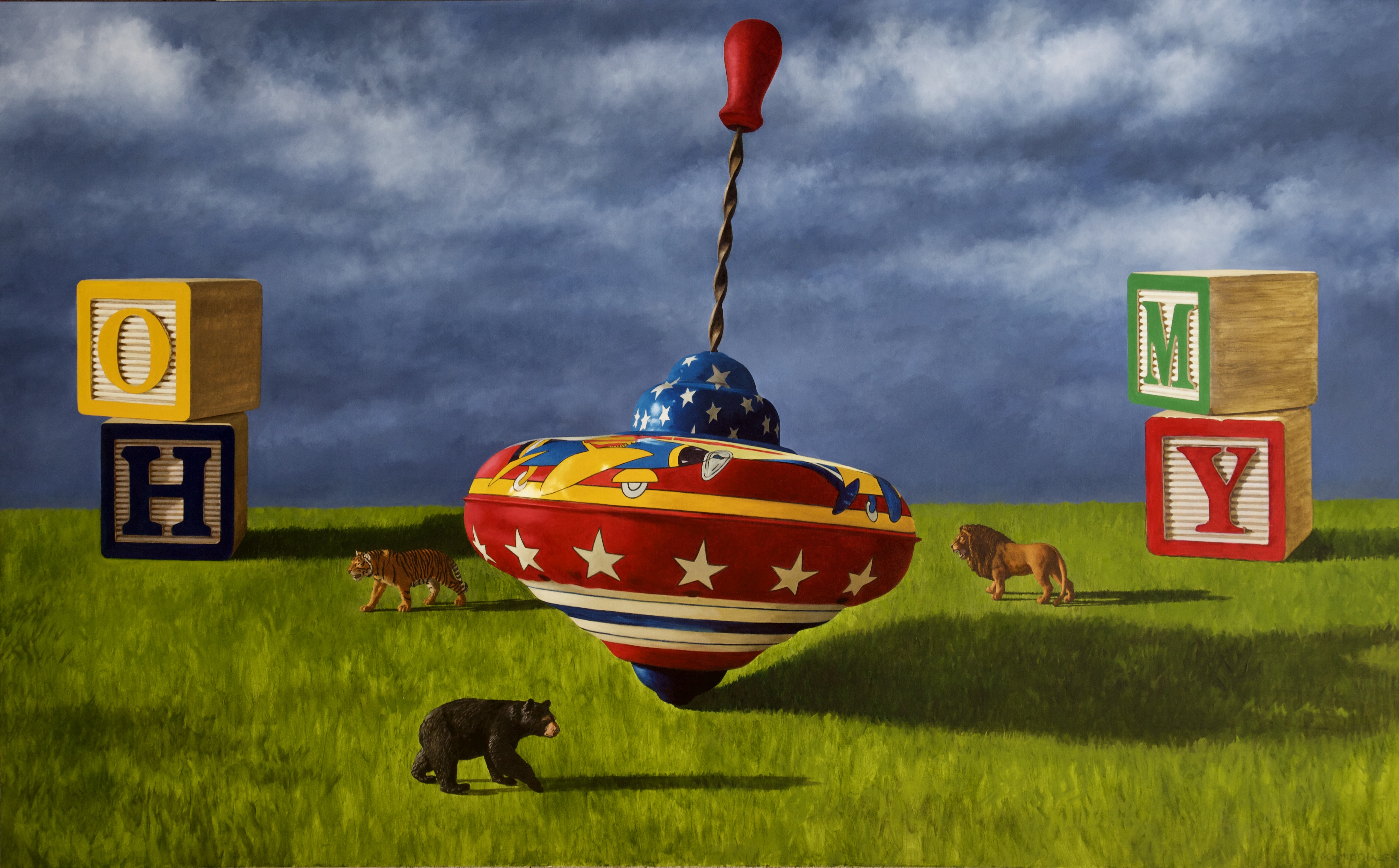 SPINNING TOP, STORMY SKY , BLOCKS. LION, TIGER , BEAR...